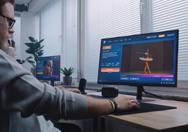 パソコンに向かって作業をする人