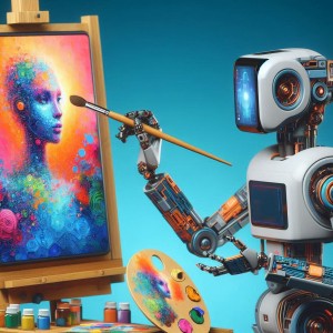 ロボットが絵を書いている様子