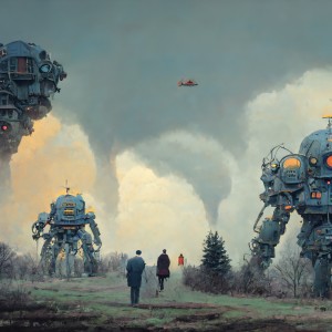 廃墟のロボットに住む人たち