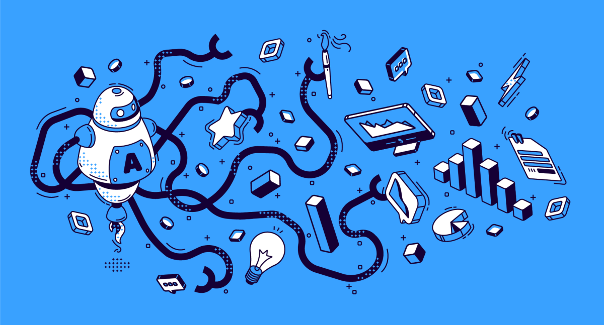 AIロボットが働いているイラスト